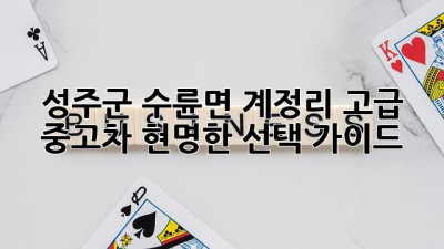 성주군 수륜면 계정리 고급 중고차: 현명한 선택 가이드